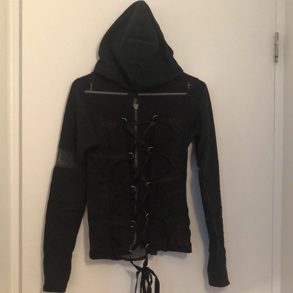 Black hoodie with see through corseted back - Picture 5 of 8